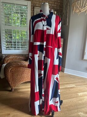 BODEN BRITISH ENGLAND FLAG SHIRT DRESS 16 BUTTON EXCELLENT UNION